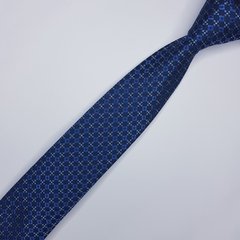 Gravata Semi-Slim Jacquard Azul Marinho com Quadrados - comprar online