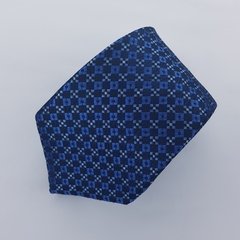 Gravata Semi-Slim Jacquard Azul Marinho com Quadrados
