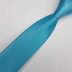Gravata Semi-Slim Jacquard Azul Tiffany Trabalhada - comprar online