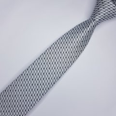 Gravata Semi-Slim Jacquard Cinza Claro Quadriculada - comprar online