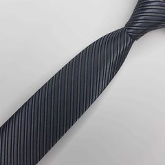 Gravata Semi-Slim Jacquard Cinza Escuro Listrada - comprar online