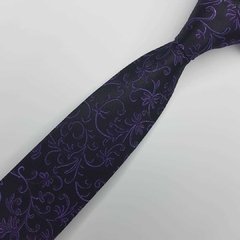 Gravata Semi-Slim Jacquard Preta Arabesco - comprar online