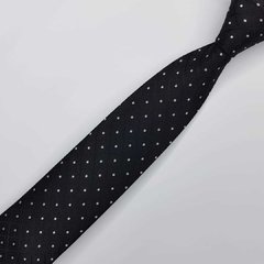 Gravata Semi-Slim Jacquard Preta com Bolinhas - comprar online