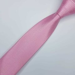 Gravata Semi-Slim Jacquard Rosa Quadriculada - comprar online