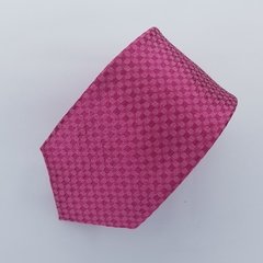 Gravata Semi-Slim Jacquard Rosa Xadrez