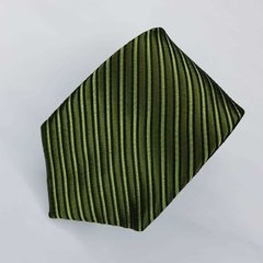 Gravata Semi-Slim Jacquard Verde Escuro Listrada
