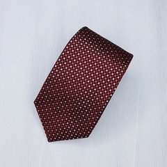 Gravata Semi-Slim Jacquard Vermelha com Pontinhos