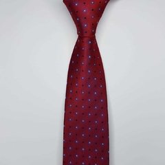 Gravata Semi-Slim Jacquard Vermelha com Quadrados na internet