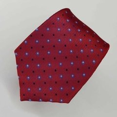 Gravata Semi-Slim Jacquard Vermelha com Quadrados