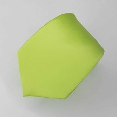 Gravata Semi Slim Microfibra Verde Limão Lisa - Rei das Gravatas
