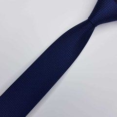 Gravata Slim Jacquard Azul Escuro Quadriculada - comprar online