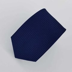 Gravata Slim Jacquard Azul Escuro Quadriculada