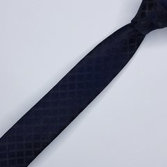 Gravata Slim Jacquard Azul Escuro Xadrez - comprar online