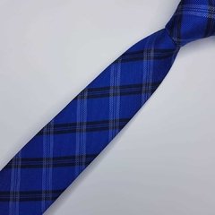 Gravata Slim Jacquard Azul Royal Xadrez - comprar online