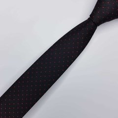 Gravata Slim Jacquard Preta com Bolinhas - comprar online