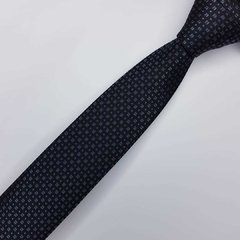 Gravata Slim Jacquard Preta com Quadrados - comprar online