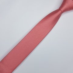 Gravata Slim Jacquard Salmão Escuro Quadriculada - comprar online