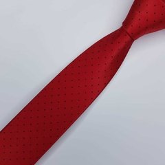 Gravata Slim Jacquard Vermelha com Bolinhas - comprar online