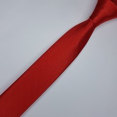 Gravata Slim Jacquard Vermelha Trabalhada - comprar online