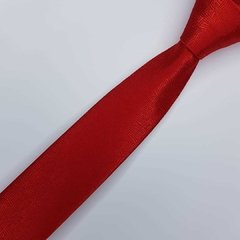 Gravata Slim Jacquard Vermelha Trabalhada - comprar online