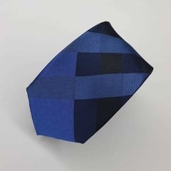 Gravata Slim Xadrez em Azul e Preto - comprar online