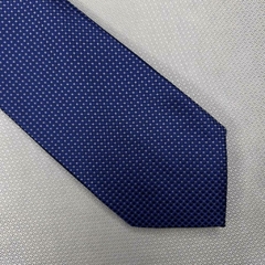Gravata Semi-Slim Jacqaurd Trabalhado Azul com Branco - comprar online