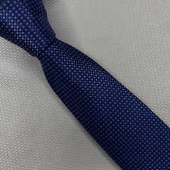 Gravata Semi-Slim Jacqaurd Trabalhado Azul com Branco na internet