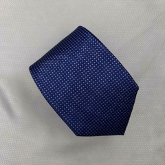 Gravata Semi-Slim Jacqaurd Trabalhado Azul com Branco