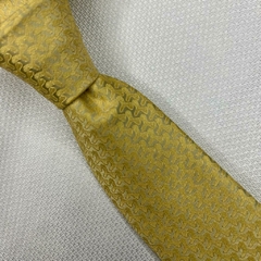 Gravata Semi-Slim Jacquard Dourado Claro Trabalhado na internet