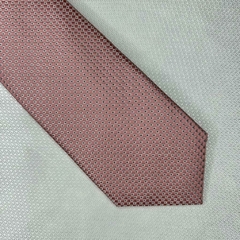 Gravata Semi-Slim Jacquard Trabalhada Rose com Detelhe Xadres Cinza e Branco - comprar online