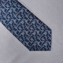 Gravata Semi-Slim Jacquard Trabalhada Azul Petroleo - comprar online