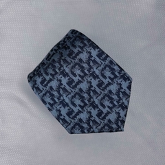 Gravata Semi-Slim Jacquard Trabalhada Azul Petroleo