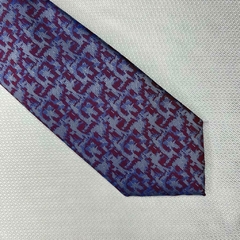 Gravata Semi-Slim Jacquard Trabalhada Azul Fruta cor com Vermelha - comprar online