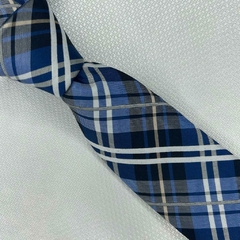 Gravata Semi-Slim Jacquard Xadrez Azul na internet