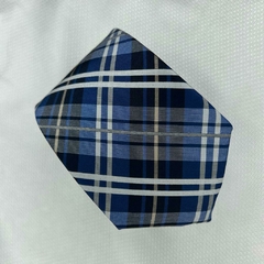 Gravata Semi-Slim Jacquard Xadrez Azul