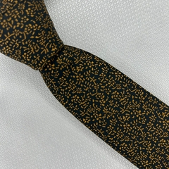 Gravata Semi-Slim Jacquard Floral Preta e Dourado - comprar online