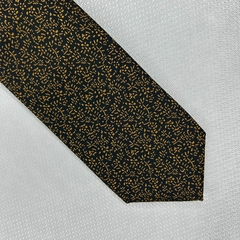 Gravata Semi-Slim Jacquard Floral Preta e Dourado