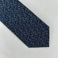 Gravata Semi-Slim Jacquard Floral Azul e Azul Claro - comprar online