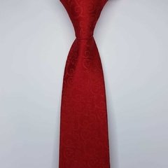 Gravata Semi-Slim Jacquard Vermelho Arabesco na internet