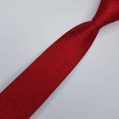 Gravata Semi-Slim Jacquard Vermelho Arabesco - comprar online