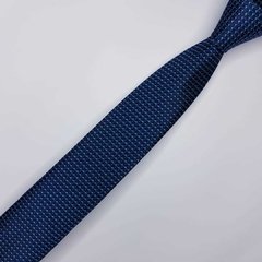 Gravata Slim Jacquard Azul Marinho Trabalhada - comprar online