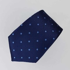 Gravata Slim Jacquard Azul Marinho com Bolinhas