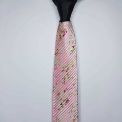 Gravata Semi-Slim Drapeada Rosa Floral