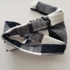 Gravata Borboleta Jacquard Xadez Azul com Branco - comprar online