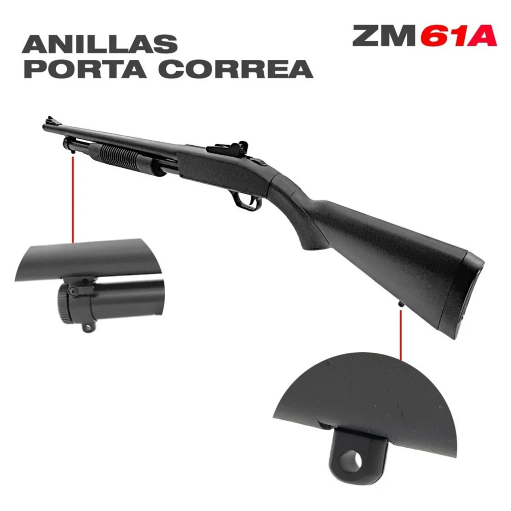 RIFLE ESCOPETA RESORTE 6mm AIRSOFT M870 SPRING ZM61A CYMA