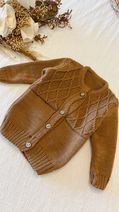 Cardigan Tejido Rombos Marron - comprar online