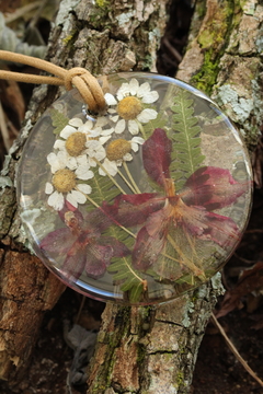 Maxi Colar Orquídea, camomila e samambaia (6,5 cm) - modelo 3