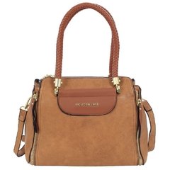 Bolsa Feminina em Couro PU De Ombro Elegance Estruturada com Detalhes em Dourado com Três Divisórias - comprar online