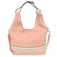 Bolsa Feminina Bucket Hobo Luxo Em Alto Relevo Com Tressê e Detalhe Simulando Zíper no Cabedal - comprar online