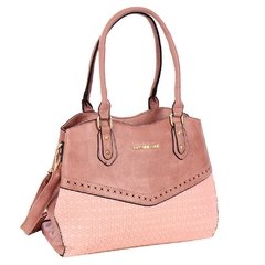 Bolsa Feminina Tote em Couro PU Luxo Com Vazados Tressê e Duas Repartições Bolsa de Festa - comprar online